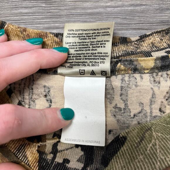 Vintage Jerzees Mossy Oak Forest Floor Camo Tan Green XL Hunting Outdoor Shirt - Picture 5 of 9